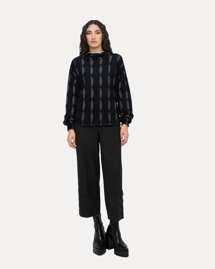 Ozai N Ku Scallop Sweater, Black/Walnut