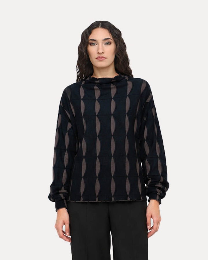 Ozai N Ku Scallop Sweater, Black/Walnut