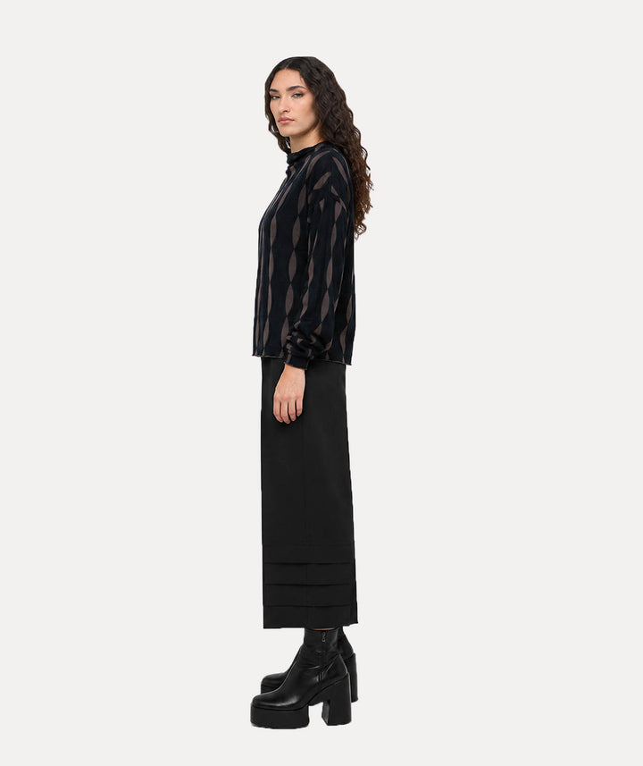 Ozai N Ku Scallop Sweater, Black/Walnut