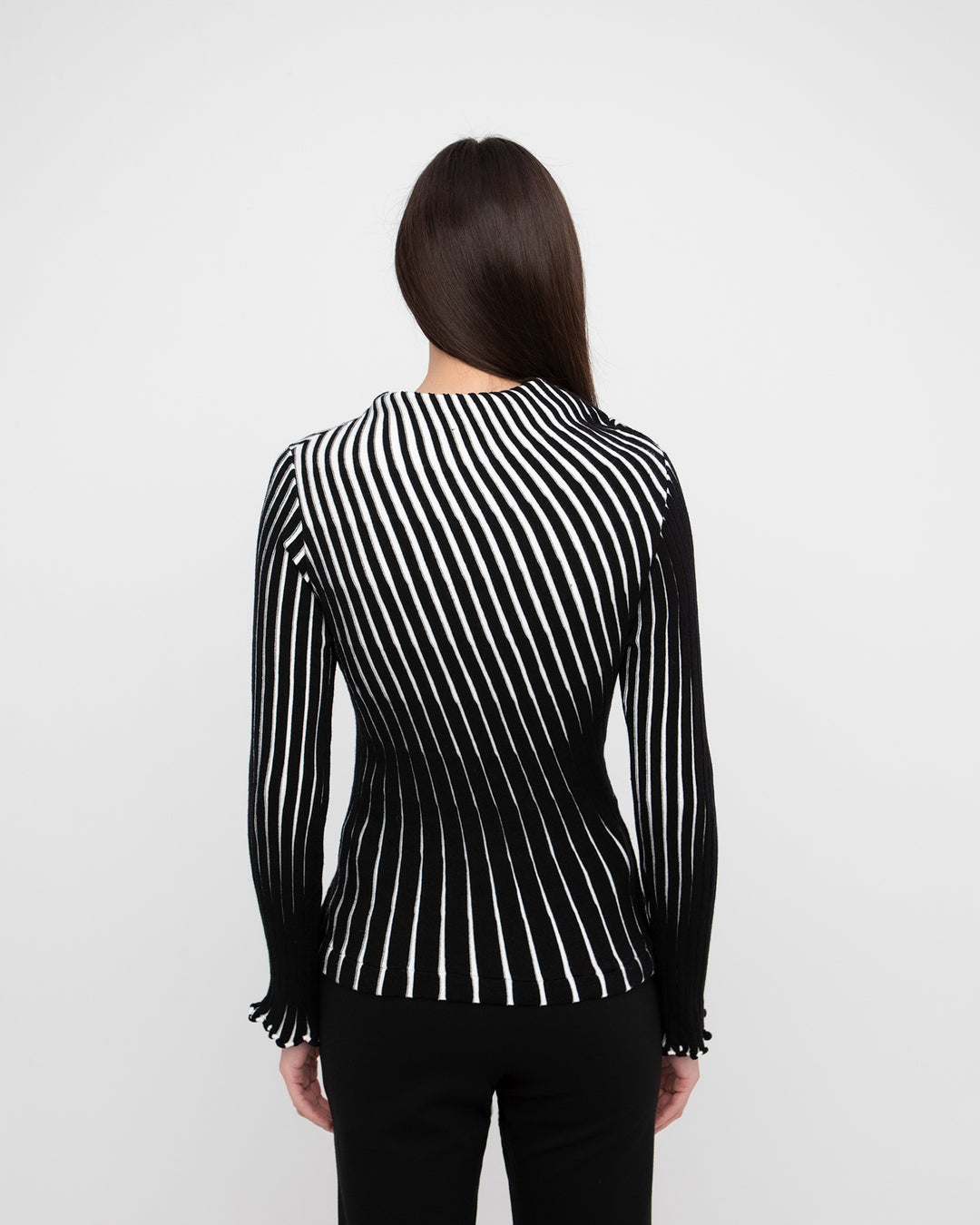 Ozai N Ku Pleat Knit Asymmetric Top, Black/White