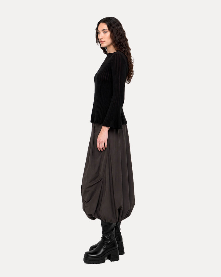 Ozai N Ku Tucked Taffeta Skirt, Brown