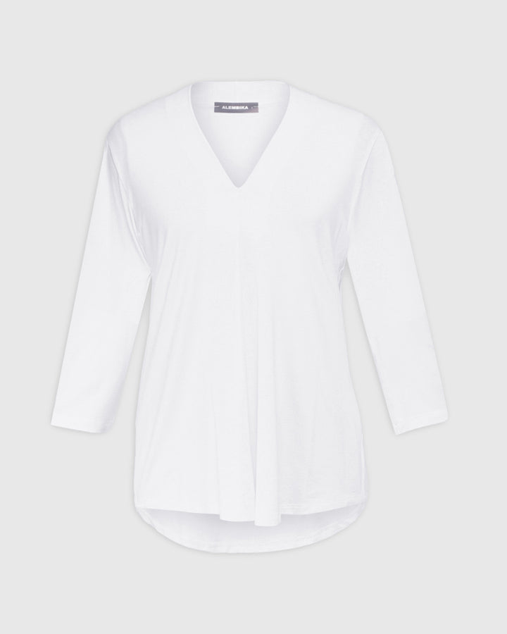 Essential V-neck Top, White