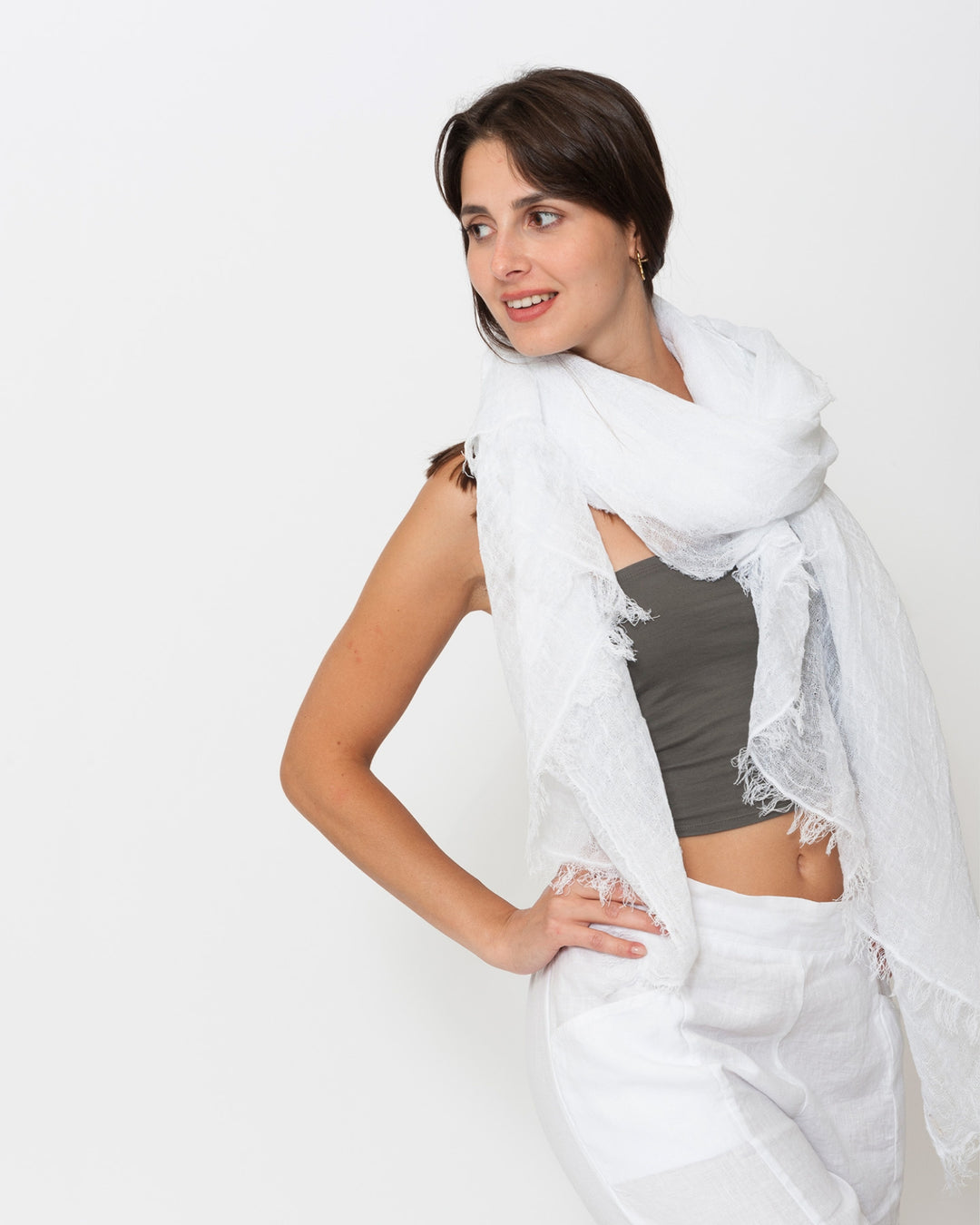 Blueberry Low Tide Scarf, White
