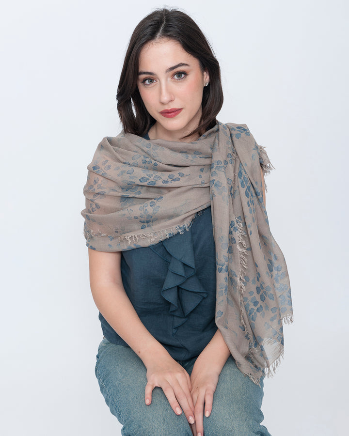 Blueberry Wisteria Scarf, Latte Flora
