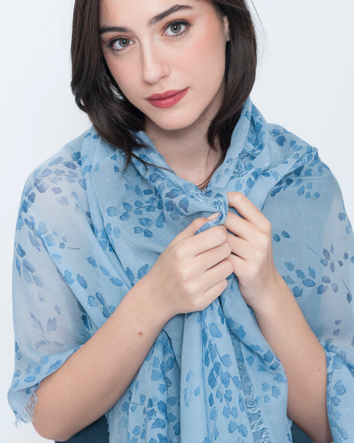 Blueberry Wisteria Scarf, Sky Flora