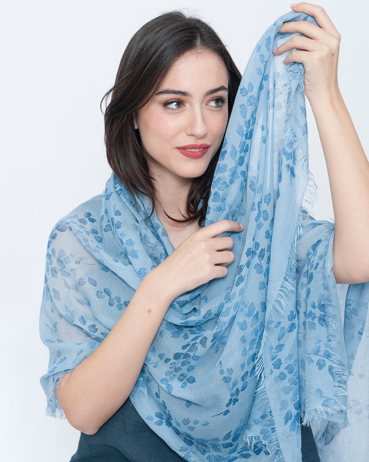 Blueberry Wisteria Scarf, Sky Flora