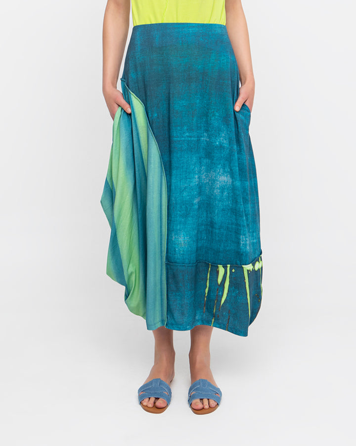 Ozai N Ku Aquamarine Midi Skirt, Ocean