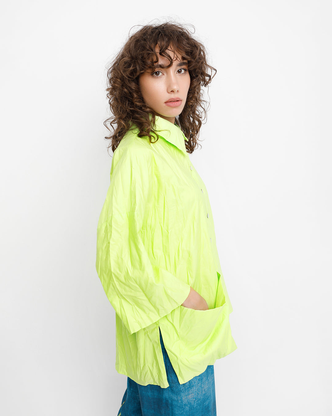 Ozai N Ku Trickster Crinkle Shirt, Lime