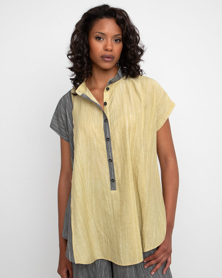 Ozai N Ku Mellow Popover Top, Butter/Slate