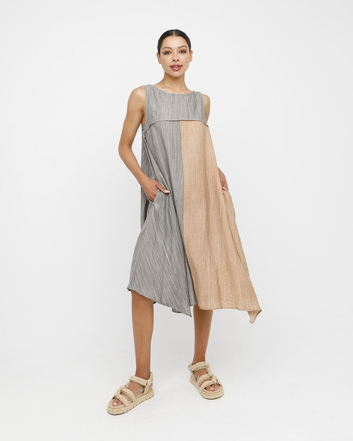 Ozai N Ku Canyon Reversible Dress, Taupe/Caramel