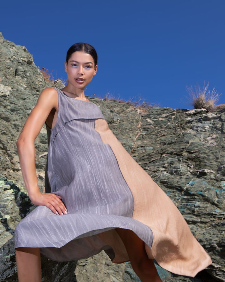 Ozai N Ku Canyon Reversible Dress, Taupe/Caramel