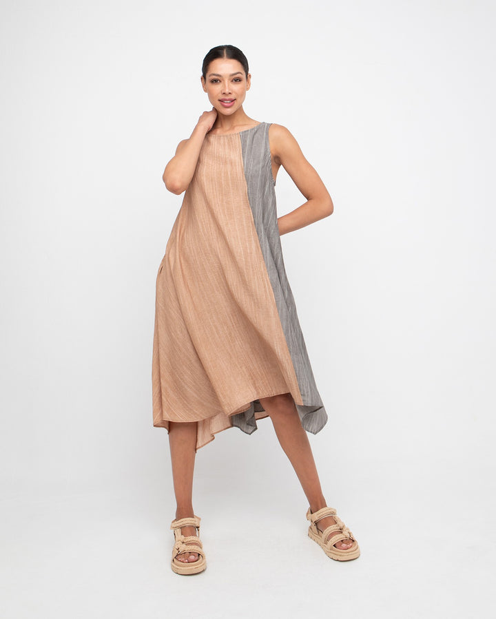 Ozai N Ku Canyon Reversible Dress, Taupe/Caramel
