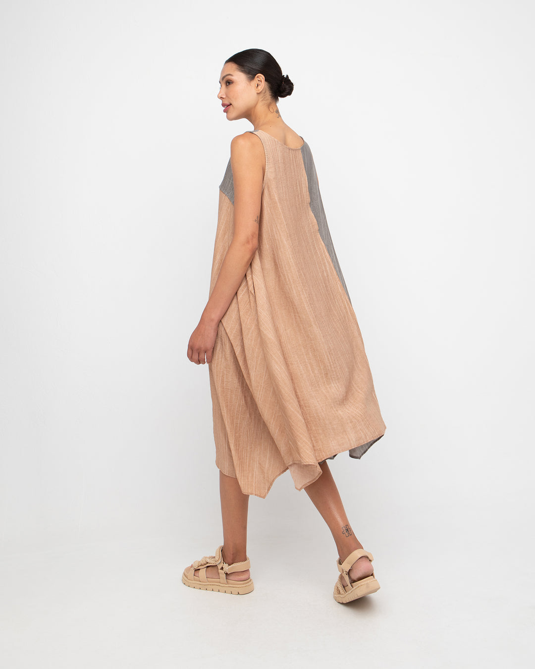 Ozai N Ku Canyon Reversible Dress, Taupe/Caramel
