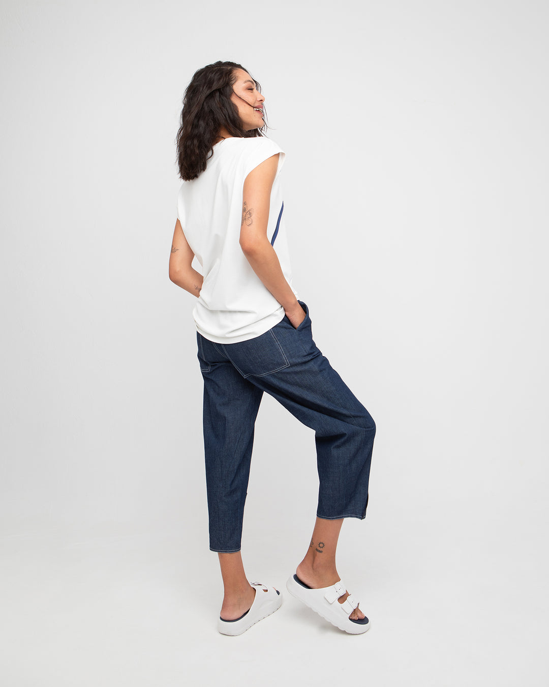 Ozai N Ku Streak Sleeveless Top, Ivory