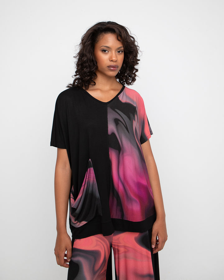 Ozai N Ku Blacklight Pocket Tee, Rose Swirl