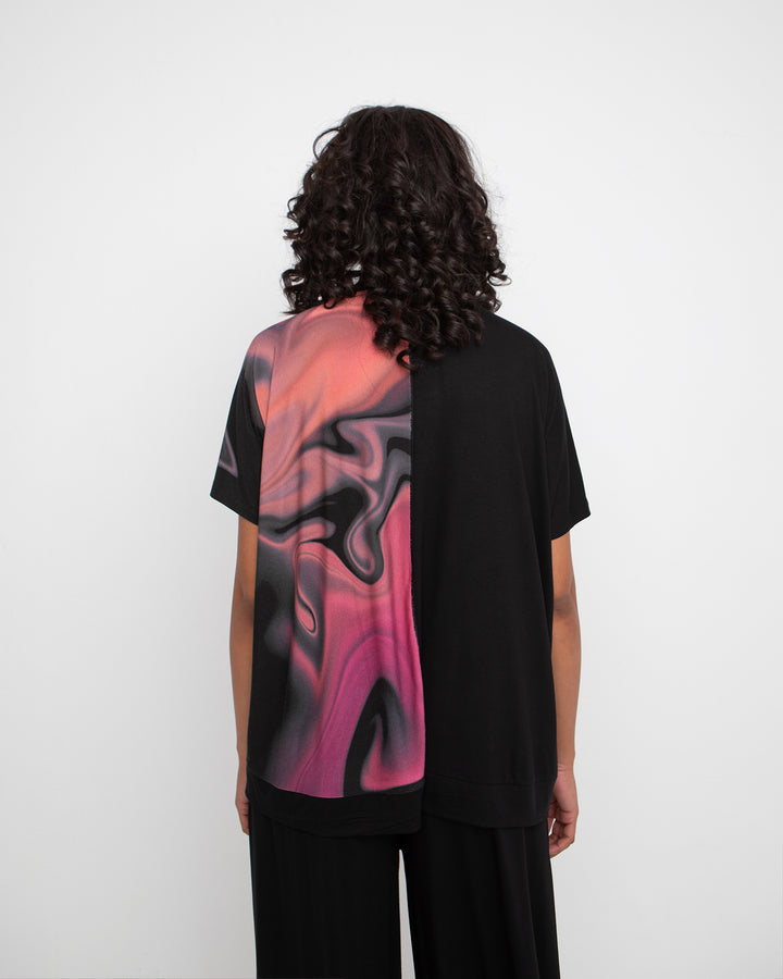 Ozai N Ku Blacklight Pocket Tee, Rose Swirl