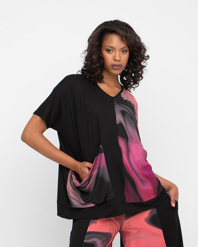 Ozai N Ku Blacklight Pocket Tee, Rose Swirl