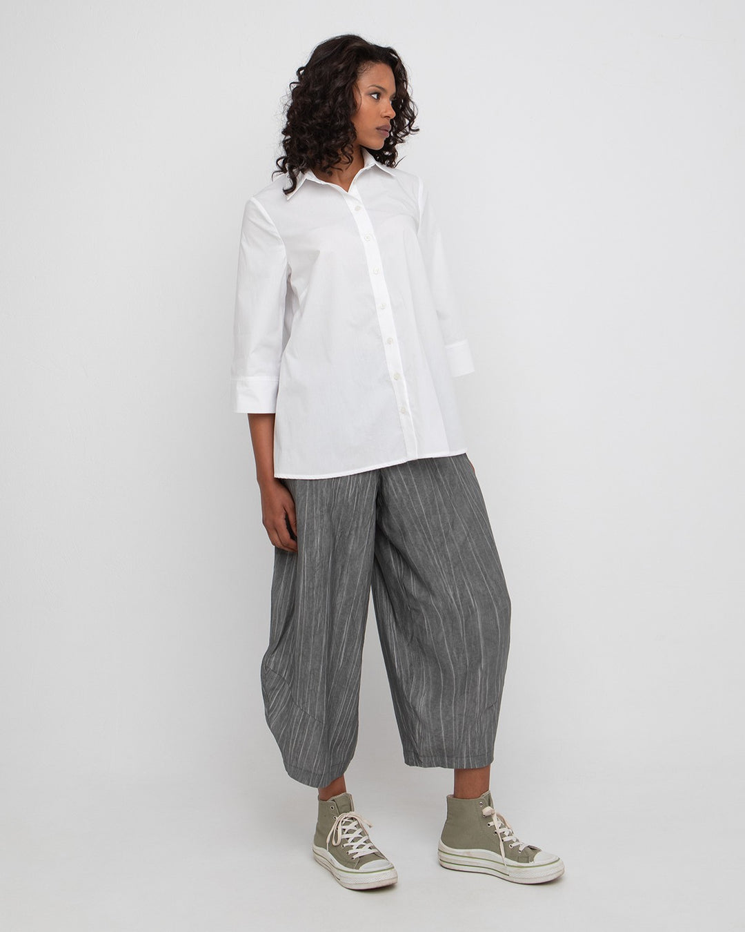 Ozai N Ku Aire Pleat Back Shirt, White