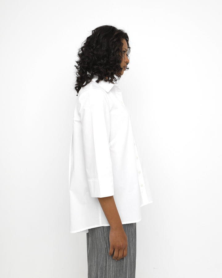 Ozai N Ku Aire Pleat Back Shirt, White