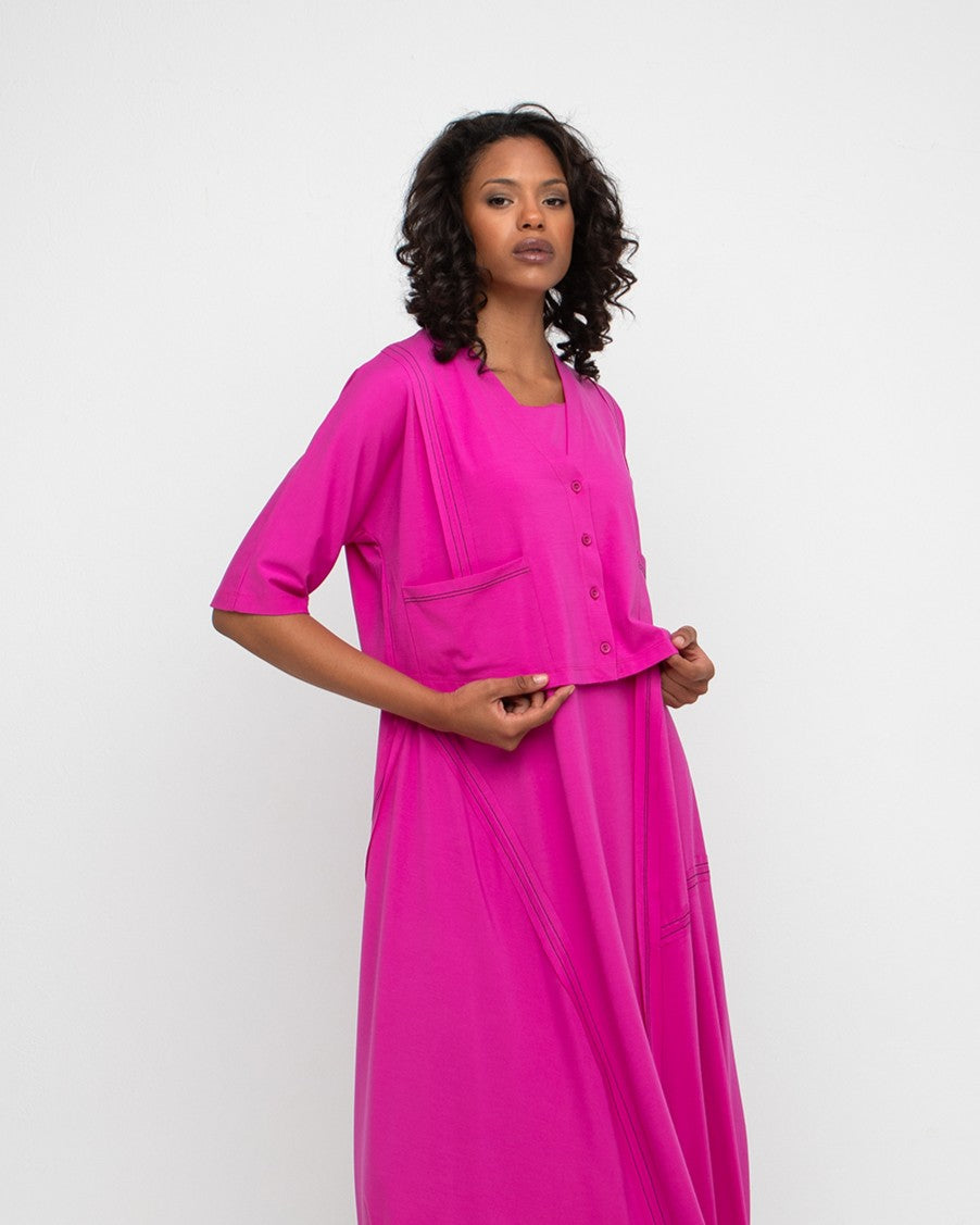 Ozai N Ku Avant Cropped Cardigan, Fuchsia
