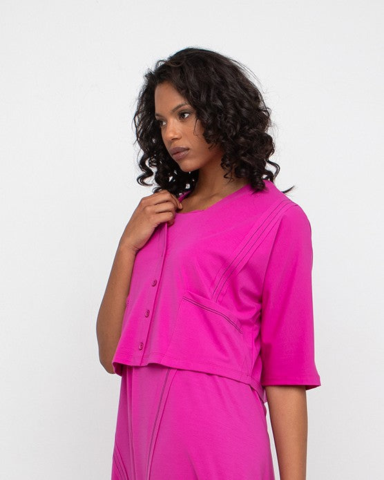 Ozai N Ku Avant Cropped Cardigan, Fuchsia