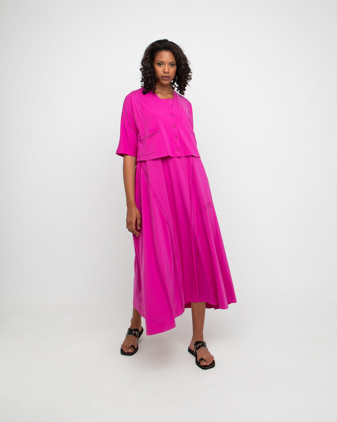 Ozai N Ku Vanguard A-Line Dress, Fuchsia