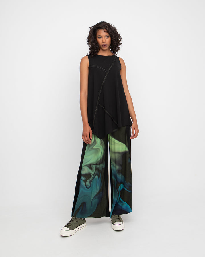 Ozai N Ku Ponte Stitch Point Tank, Black/Olive