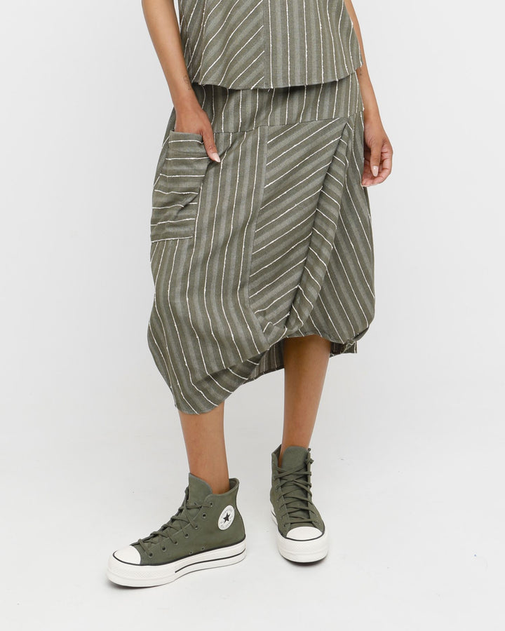 Ozai N Ku Poe Tucked Skirt, Olive