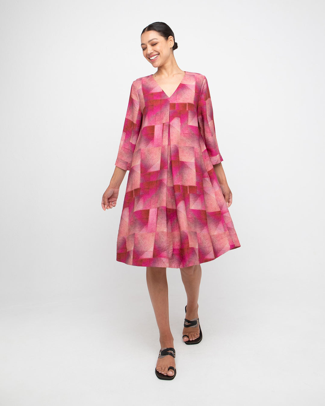 Ozai N Ku Kali A-line Dress, Geo Pink