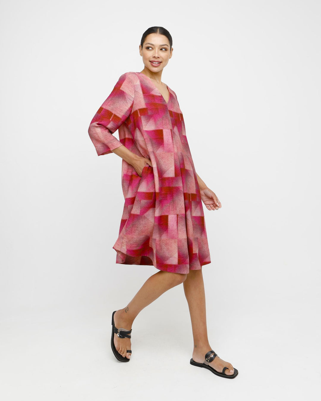 Ozai N Ku Kali A-line Dress, Geo Pink