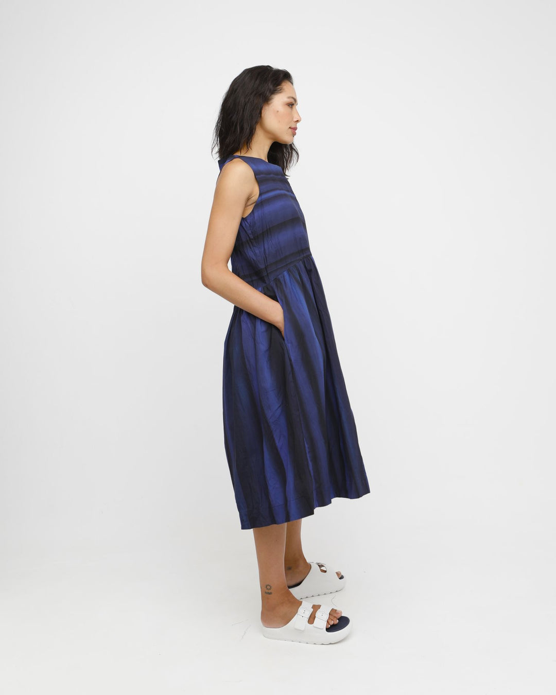 Alembika Ozai N Ku Noe Dress, Blue/Black Pleats / XXL (US 14)