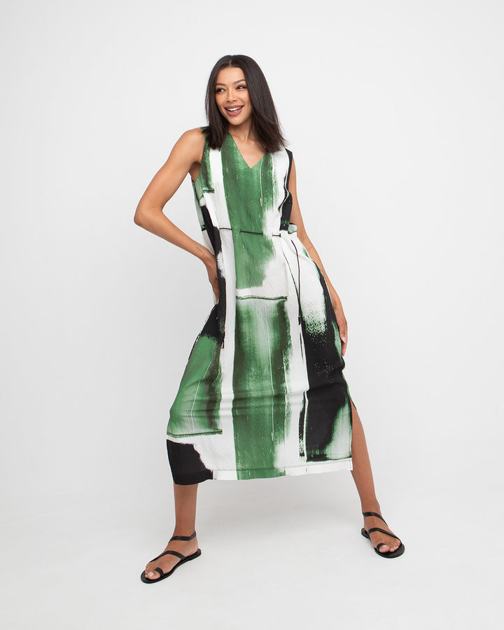 Ozai N Ku Thallo Dress, Green Mix