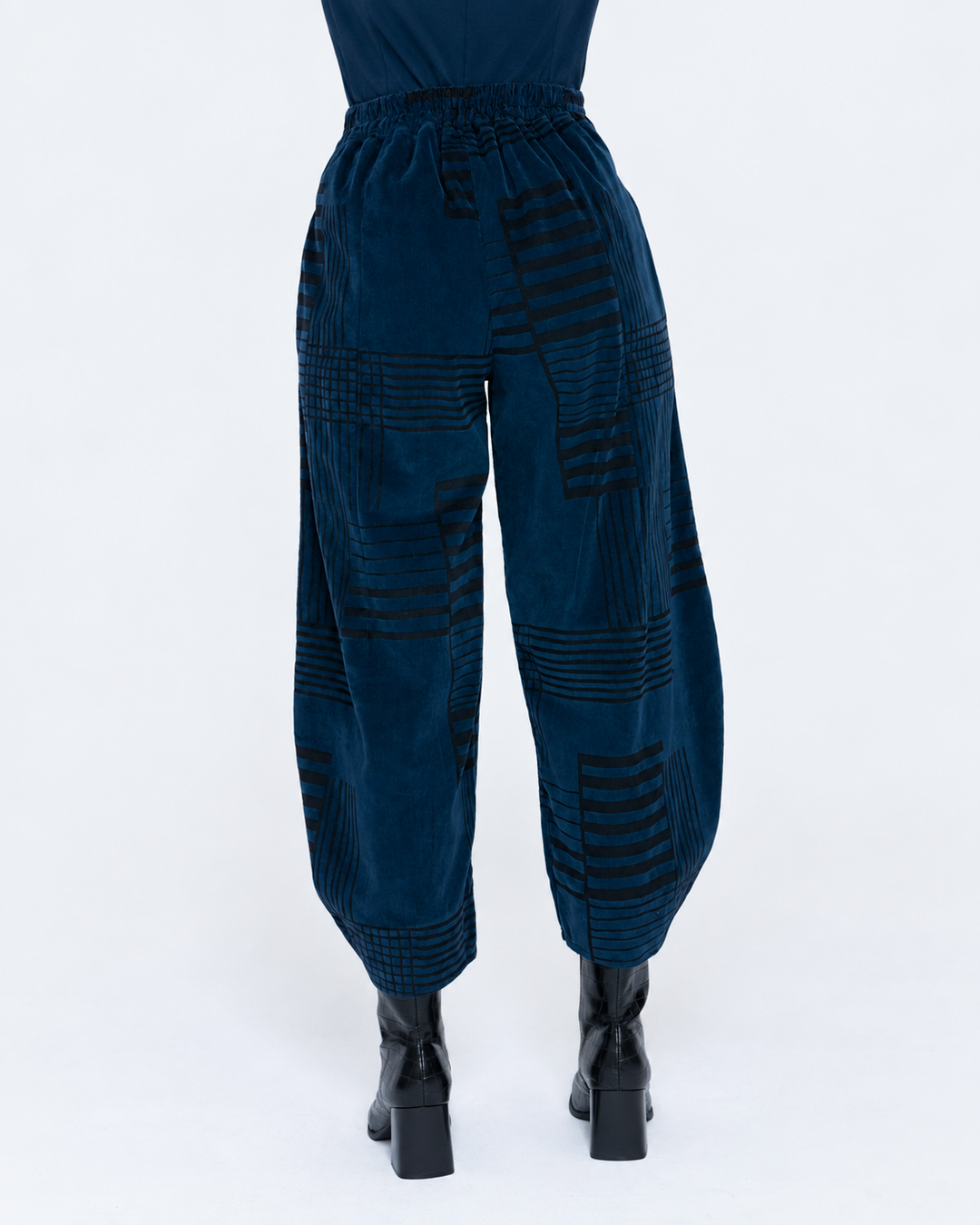 Blueberry Cord Lantern Pant, Navy/Black Bars