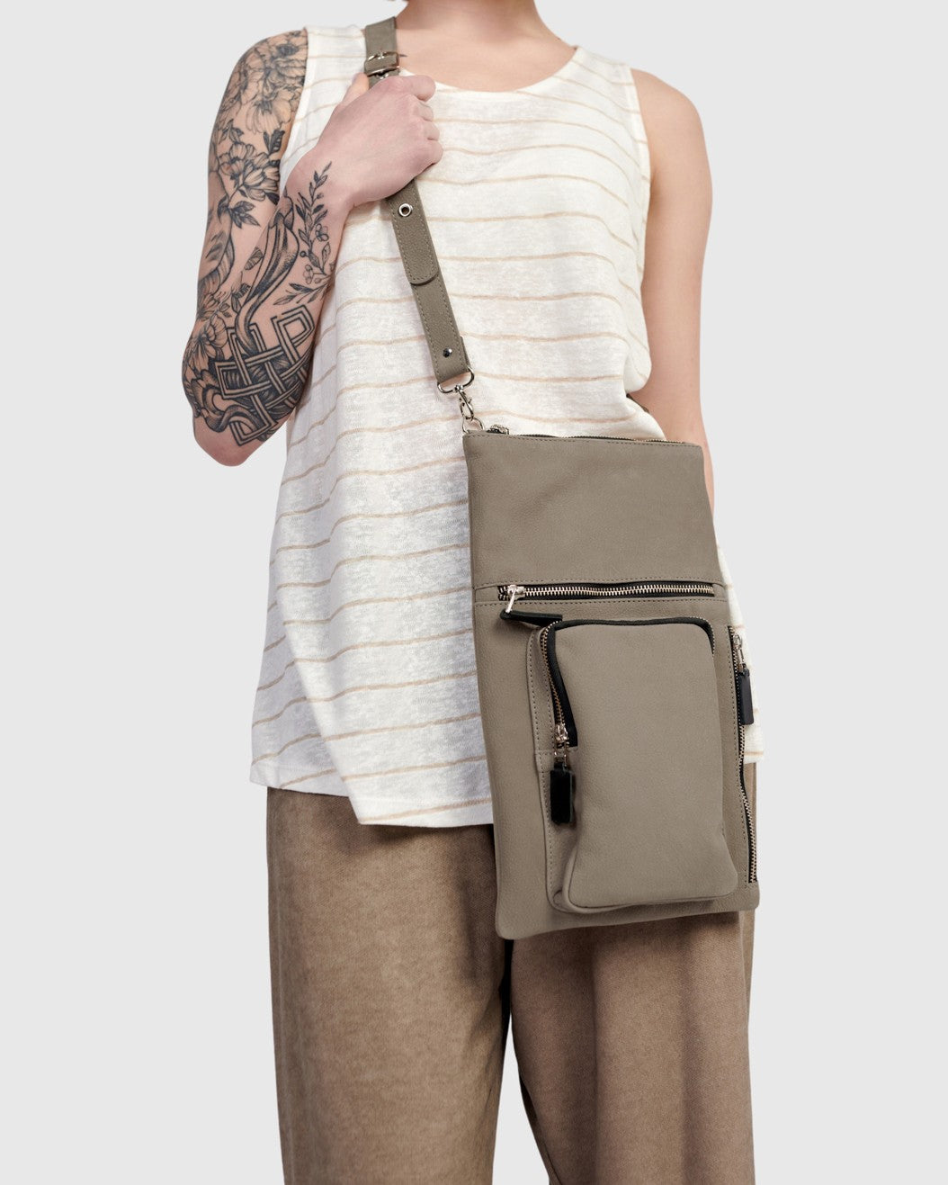 Flat Stash Pouch Bag, Grey