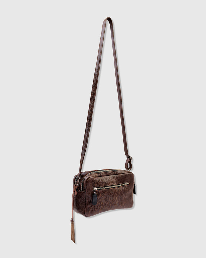Twin Zip Box Bag, Chocolate