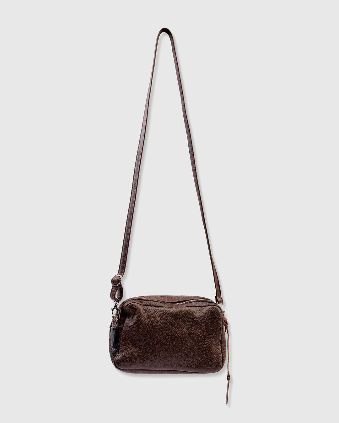 Twin Zip Box Bag, Chocolate