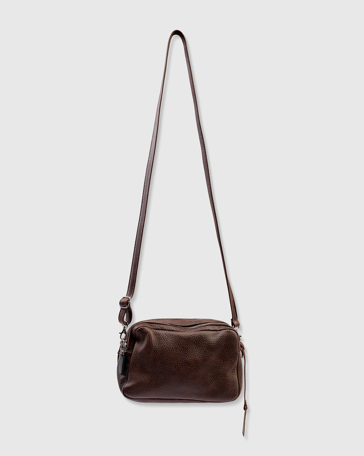 Twin Zip Box Bag, Chocolate