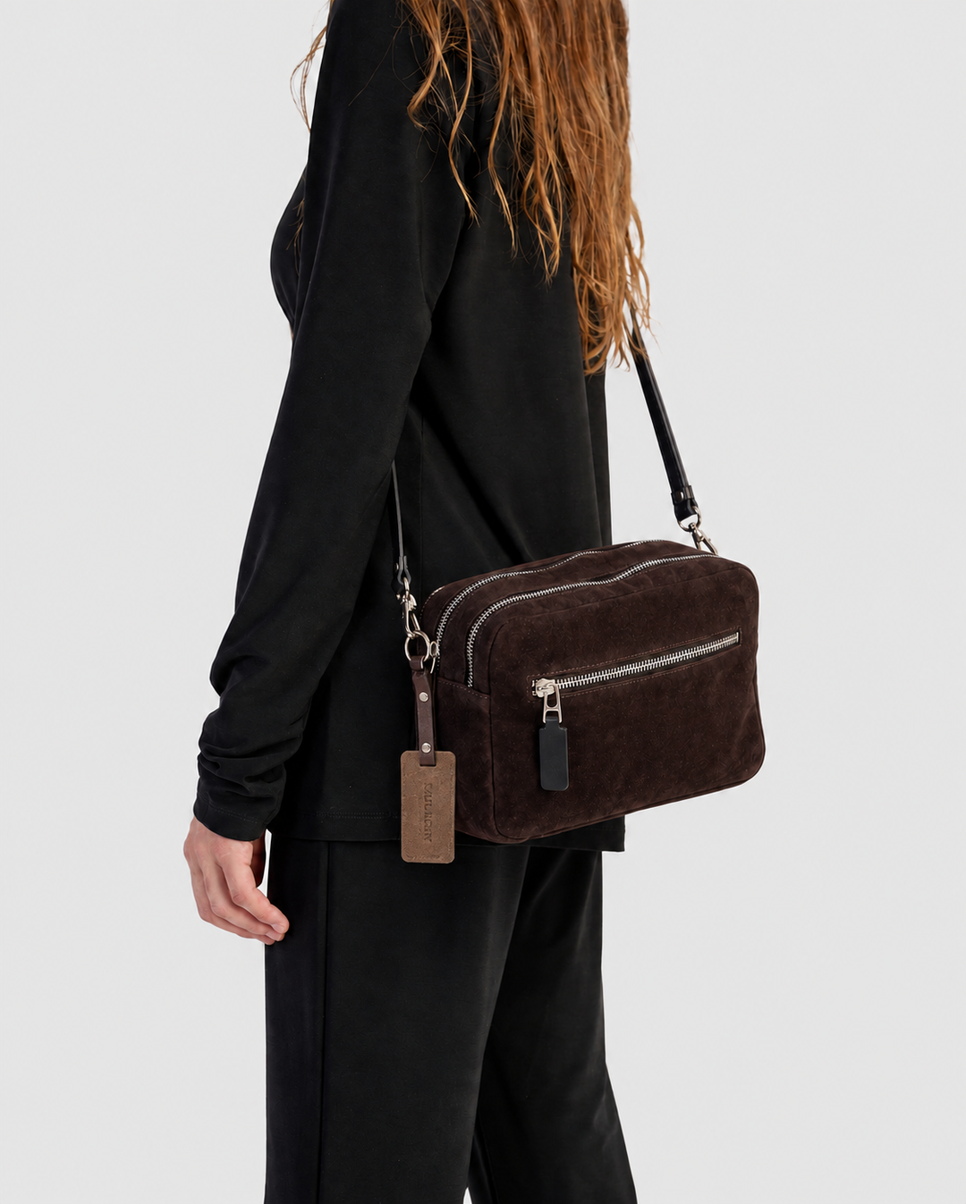 Twin Zip Box Bag, Umber