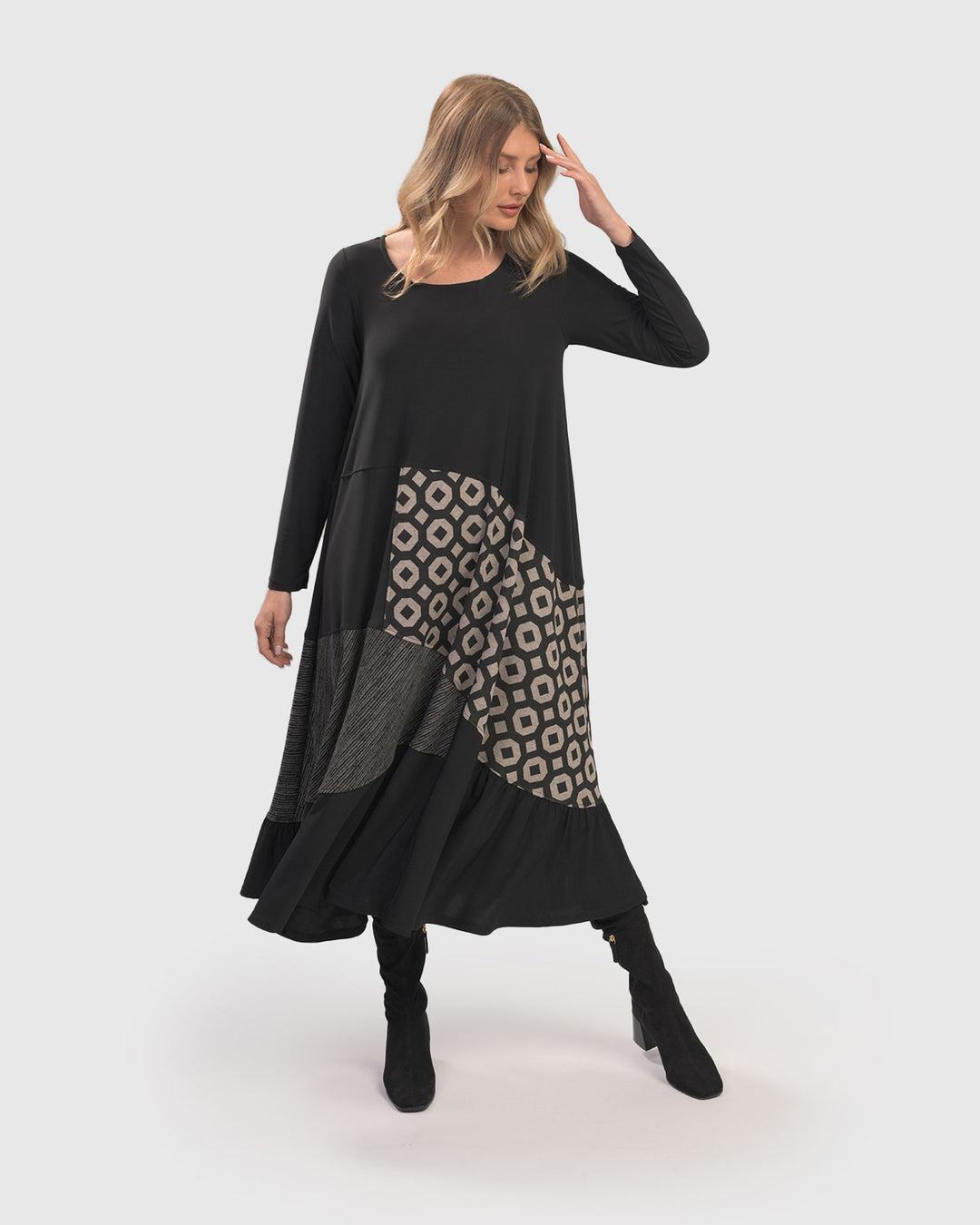 Gabby Swing Dress, Black/Graphite