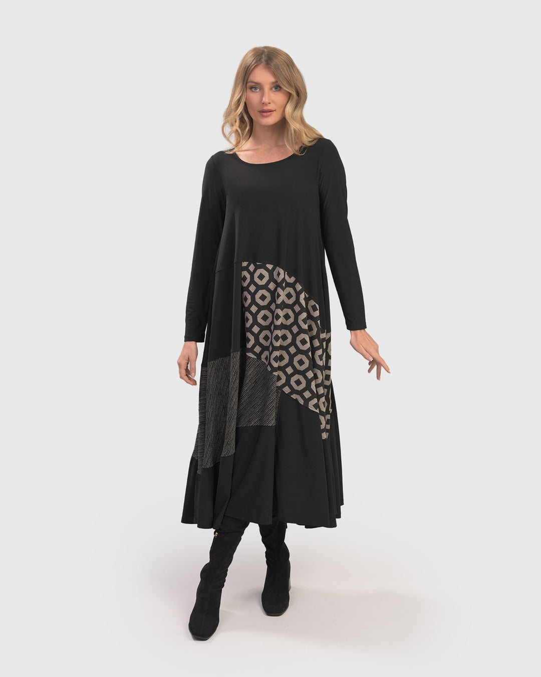 Gabby Swing Dress, Black/Graphite