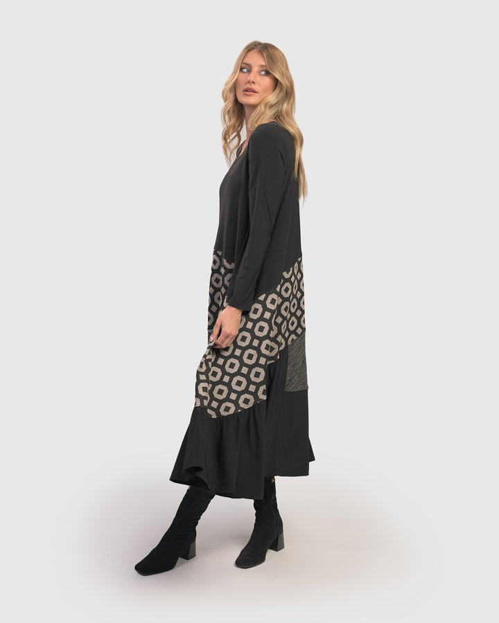 Gabby Swing Dress, Black/Graphite