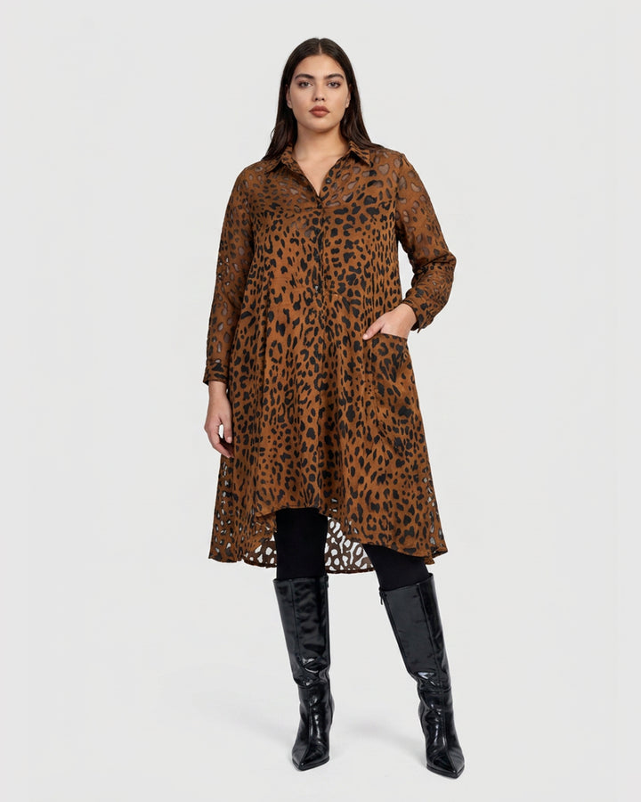 Raja Wonderful Dress, Cognac Leopard