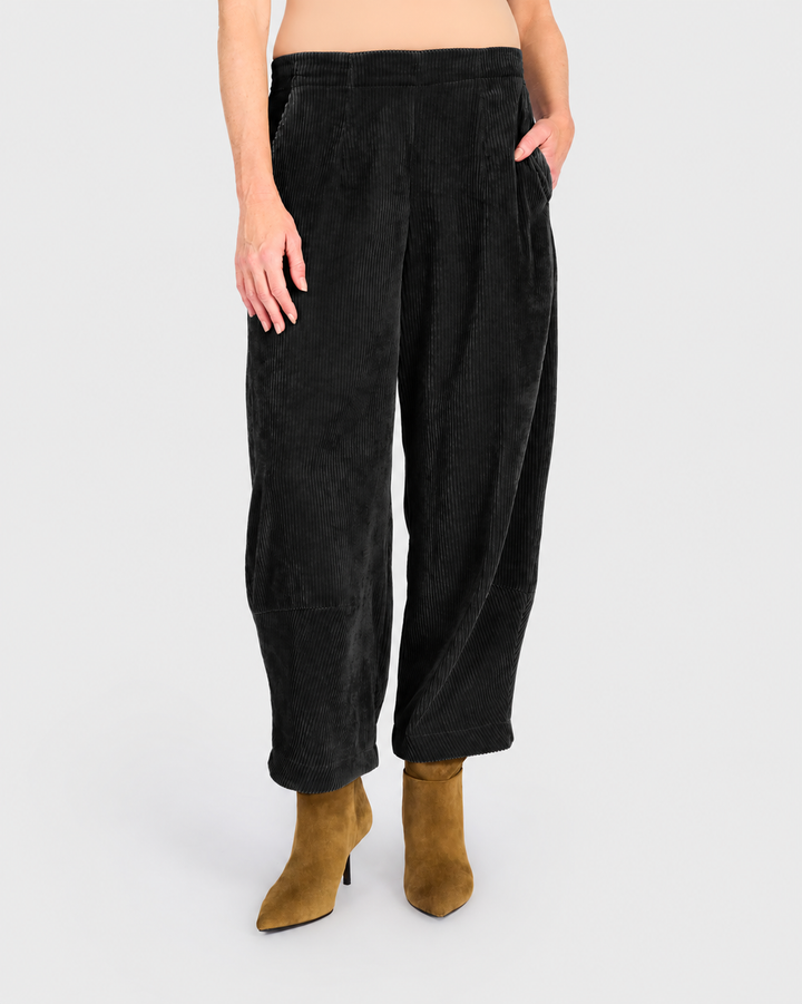 Cord Easy Lantern Pants, Black