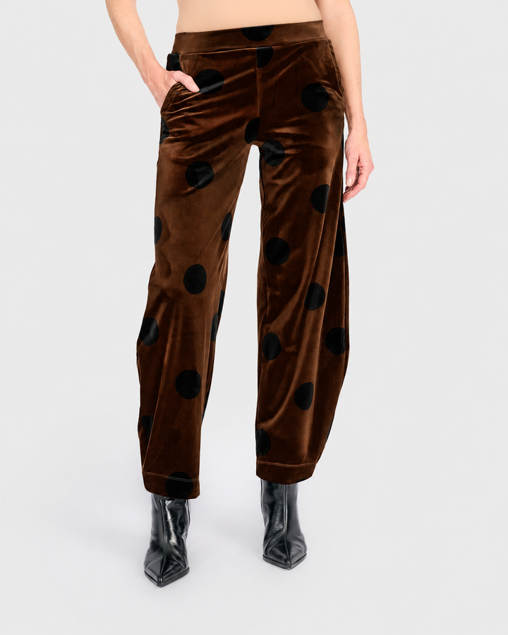 Everyday Velvet Flow Pants, Amber/Black Dot