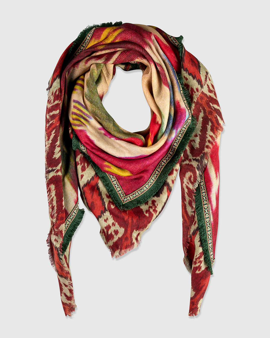 Sheaf Scarf, Maroon Ikat