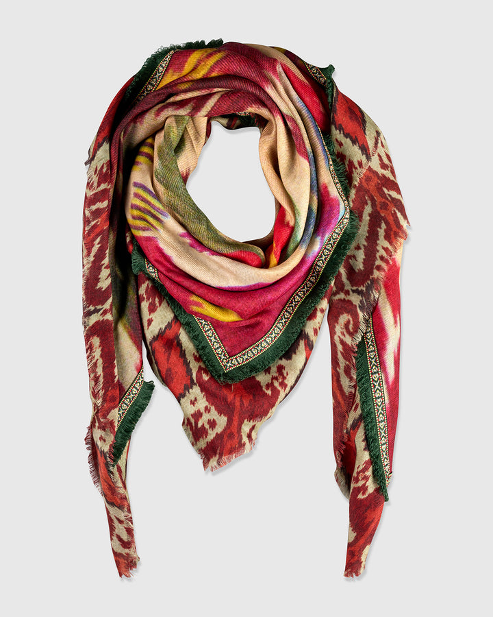 Sheaf Scarf, Maroon Ikat