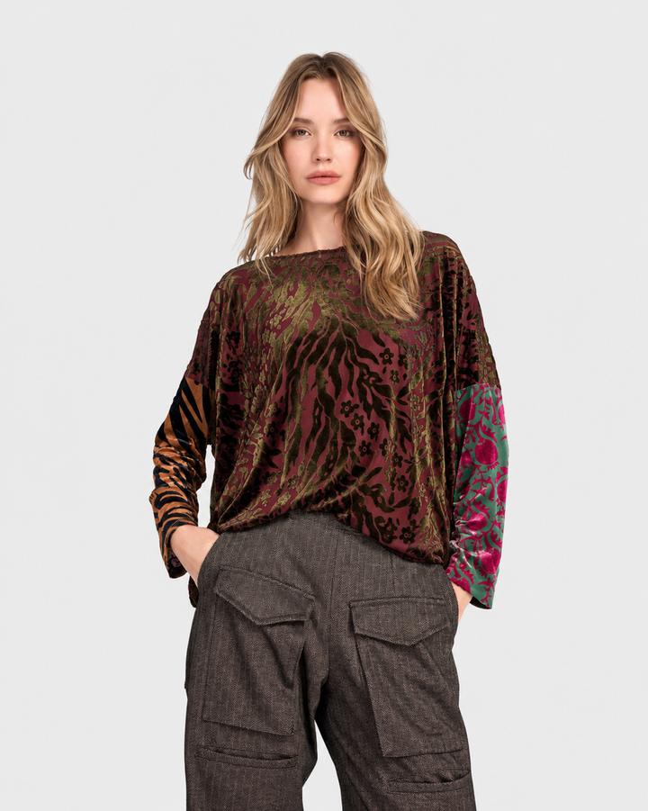 Aurelia Boxy Top, Wine Multi