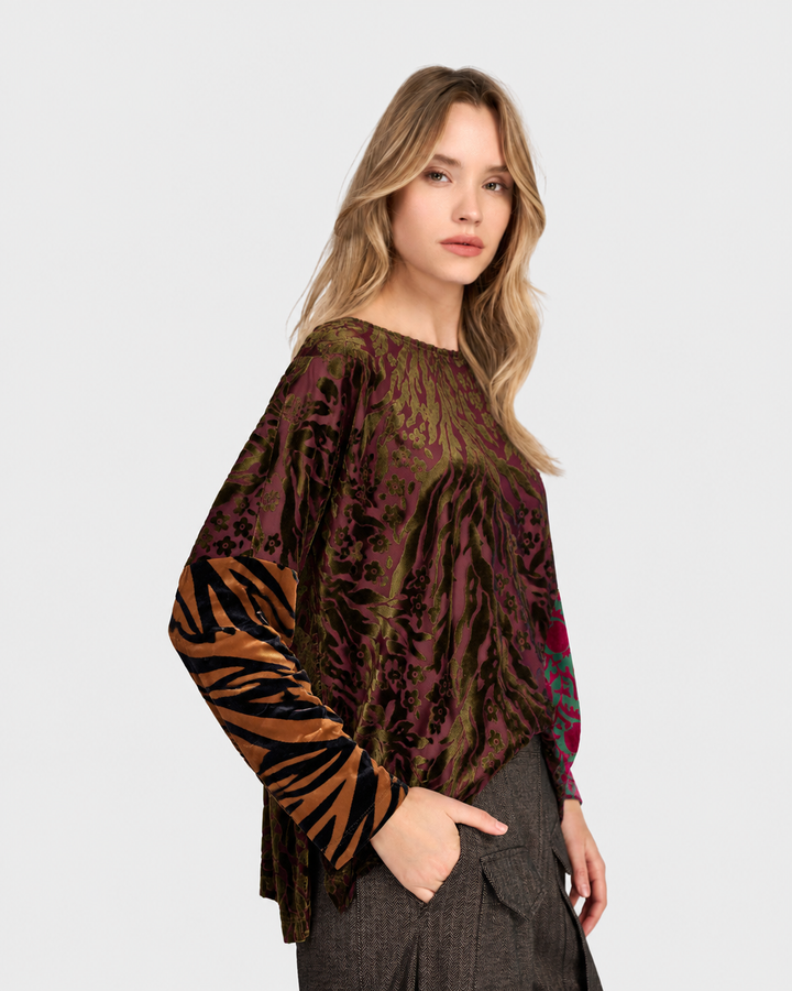 Aurelia Boxy Top, Wine Multi