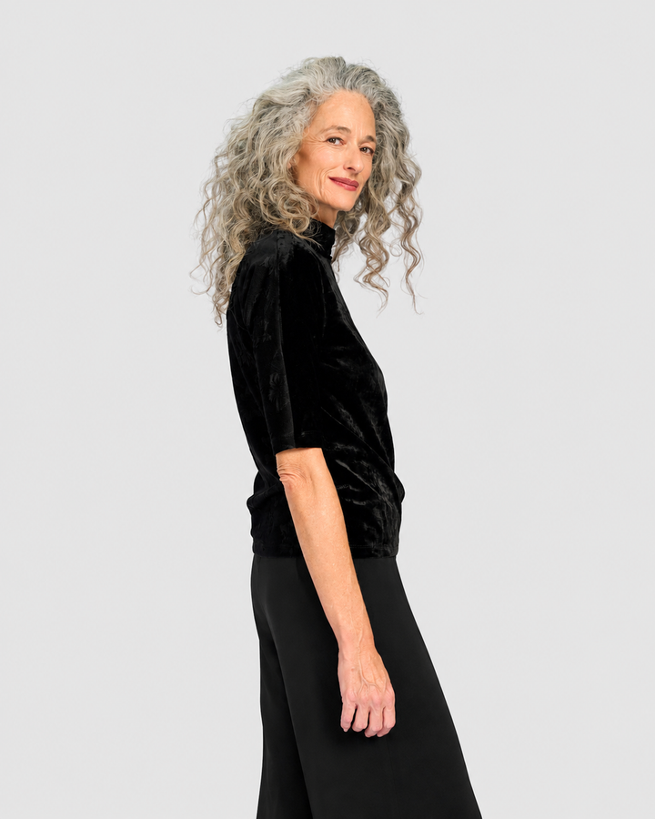 Adagio Mockneck Top, Black Flora