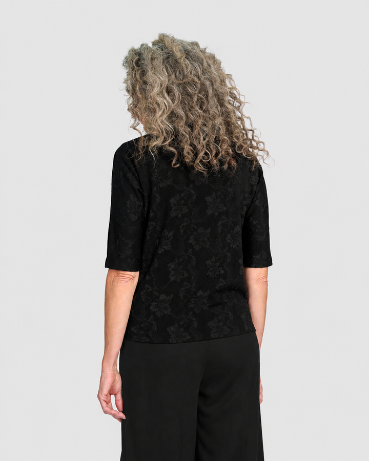 Adagio Mockneck Top, Black Flora